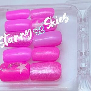 Pink Glitter Press-On Nails